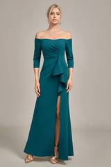 Mermaid Off The Shoulder Cascading Ruffled Mother Of The Bride Dress