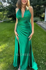 Mermaid Halter V-Neck Ruched Bodycon formal dresses Bridesmaid Dresses evening gown Prom Dress