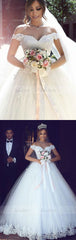 Elegant Lace Sweetheart Off Shoulder Tulle Ball Gowns Wedding Dresses