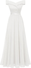 Robe de demoiselle d'honneur en dentelle pour femmes A-line hors épaule