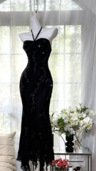 Vintage Green Mermaid Formal Evening Gown Halter Beaded Prom Dresses
