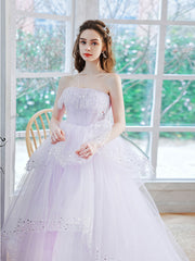 Purple Long Prom Dress, Tulle Sequin Long Purple Sweet 16 Dresses