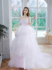 Purple Long Prom Dress, Tulle Sequin Long Purple Sweet 16 Dresses