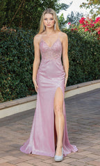 Glitter Prom Dress with Embroidered Sheer Bodice