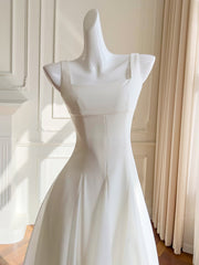 Simple A-Line Chiffon Short ivory Prom Dress, Simple ivory Bridesmaid Dress