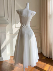 Simple A-Line Chiffon Short ivory Prom Dress, Simple ivory Bridesmaid Dress