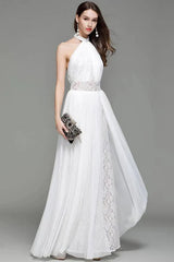 Black Halter Backless Prom Gown Evening Dress
