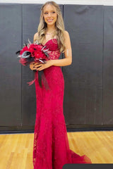 Sweetheart Black Lace Mermaid Long Formal Dress