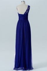 Royal Blue One-Shoulder Floor Length Bridesmaid Dress