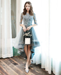 Green tulle lace short prom dress, green homecoming dress