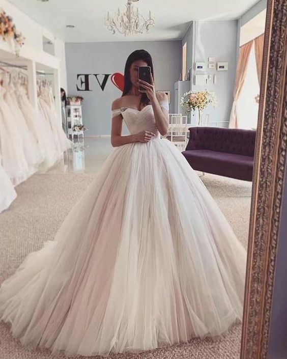Off the Shoulder Ball Gown Wedding Dresses,Bridal Dresses