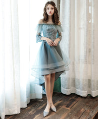 Green tulle lace short prom dress, green homecoming dress