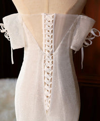 Sequin Mermaid Long Prom Dress White Wedding Dress