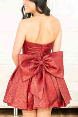 Strapless A-Line Short Homecoming Dress with Bow