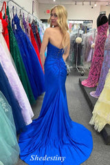 Beaded Strapless Keyhole Yellow Mermaid Prom Dress with Lace-up