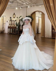 Elegant Wedding Dress Sweetheart Pleated Tulle Wedding Dress HZ0319