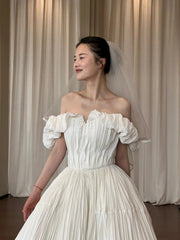 Newest Wedding Dress Off Shoulder Pleated Wedding Dress HZ0319