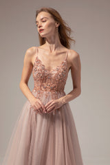 Spaghetti Straps Long Prom Dress With Slit