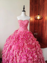 Charming Prom Dress Sweetheart Ruffle Tiered Evening Dress Sweet 16 Dress Ball Gown HZ0319