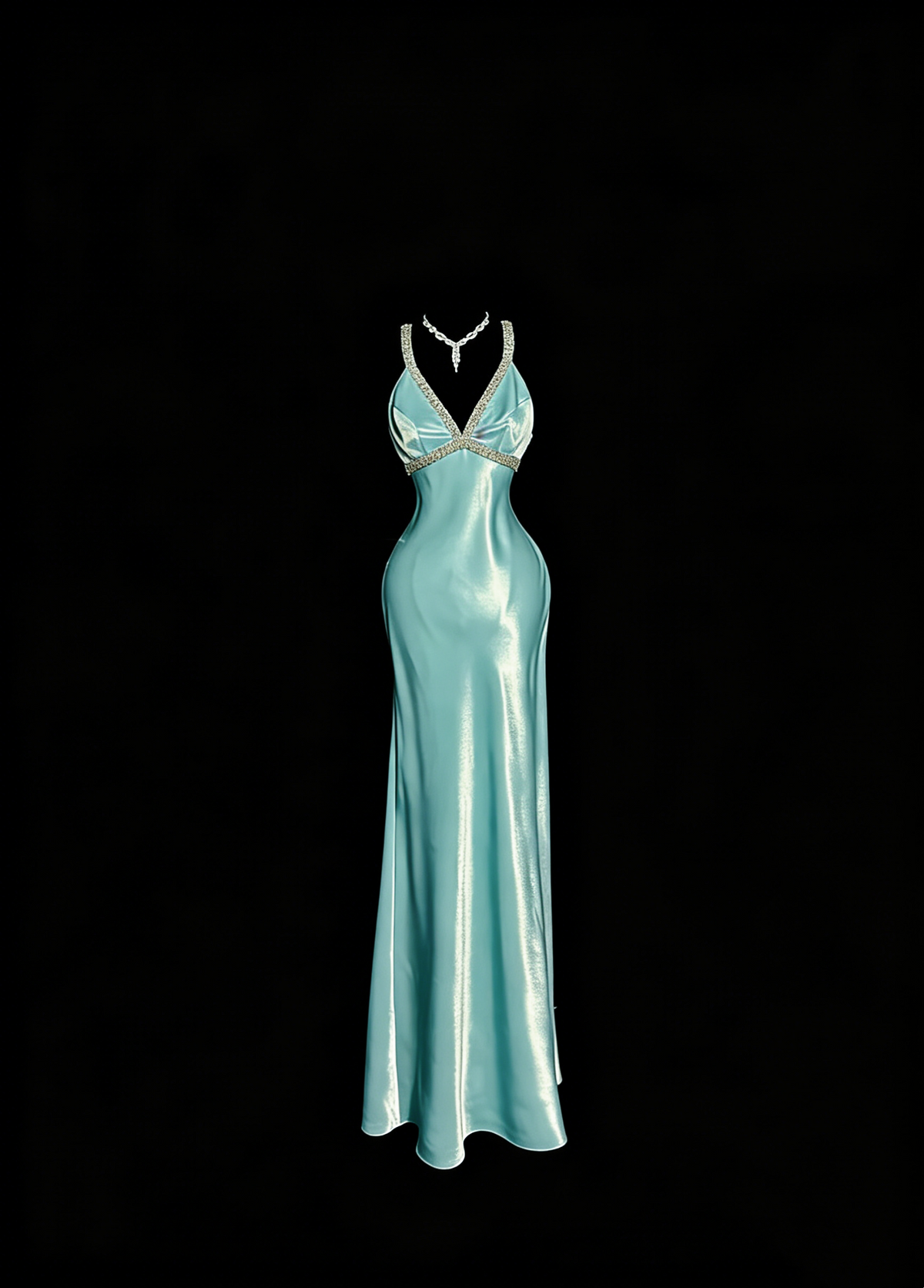 Elegant Prom Dress Satin Light Blue Spaghetti Straps Formal Dress Evening Dresses Wedding Guest Dress HZ0319