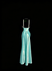 Elegant Prom Dress Satin Light Blue Spaghetti Straps Formal Dress Evening Dresses Wedding Guest Dress HZ0319
