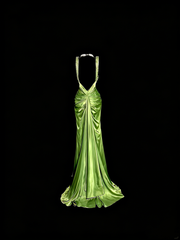 Elegant Prom Dress Lime Green Satin V-neck Pleated Mermaid Formal Dress Evening Dresses Birthday Party Dress HZ0319