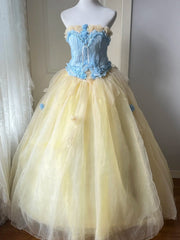 Charming Prom Dress Strapless Tulle Evening Dress Quinceanera Dress Ball Gown HZ0319