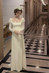 Charming Wedding Dress A Line Square Neck Wedding Dress HZ0319