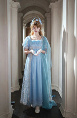 New Arrival Prom Dress Light Blue Square Neck Imperial Dress Evening Dresses Formal Dress HZ0319