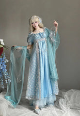 New Arrival Prom Dress Light Blue Square Neck Imperial Dress Evening Dresses Formal Dress HZ0319