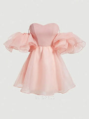 A Line Sweetheart Pink Short formal dresses Bridesmaid Dresses evening gown Prom Dress