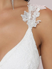 Elizabeth double V neck Wedding dress in ivory wide