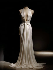 Elegant Prom Dress V-neck Pleated Mermaid Formal Dresses Gala Gown Evening Dress HZ0319