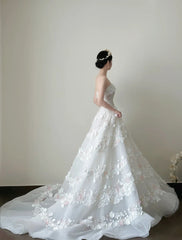 Elegant Wedding Dress Strapless Floral Wedding Dress HZ0319
