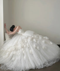 Stunning Wedding Dress Sweetheart Pleated Tulle Flower Wedding Dress HZ0319