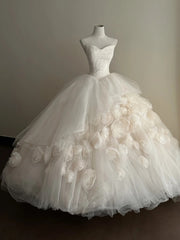 Stunning Wedding Dress Sweetheart Pleated Tulle Flower Wedding Dress HZ0319