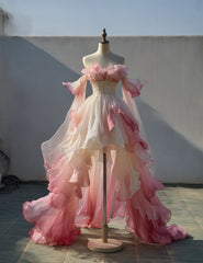 Sweet Homecoming Dress Ombre Off Shoulder Ruffle Pleated Short Prom Dress Birthday Party Outfits Back to School HZ0319