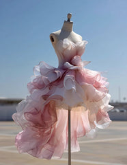 Cute Homecoming Dress Ombre Strapless Ruffle Short Prom Dress Birthday Party Outfits Back to School HZ0319