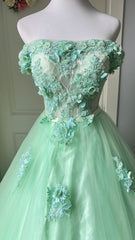 Beauty Ball Gown Light Green Strapless Pleated Tulle Prom Dresses Evening Gala Gown Birthday Party Dress HZ0319