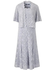 Sheath / Column Mother of the Bride Dress Elegant Scalloped Neckline Ankle Length Chiffon Lace Half Sleeve with Lace Pleats Applique