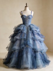 Stunning Ball Gown Sweetheart Pleated Tulle Prom Dresses Quinceanera Dress Evening Gala Gown HZ0319
