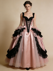 Stunning Ball Gown Black Pink Sweetheart Pleated Prom Dresses 17th Dress Evening Gala Gown HZ0319