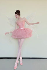 Cute Homecoming Dress Pink Strapless Tulle Pleated Short Back to School Prom Dress Birthday Outfits HZ0319
