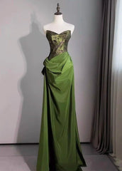 Stunning Prom Dress Green Sweetheart Pleated Gala Evening Gown Dress Birthday Party Outfits HZ0319