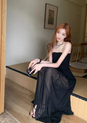 Elegant Prom Dress Black Strapless Gala Evening Gown Dress Birthday Party Outfits HZ0319