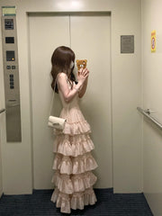 Beauty Prom Dress Spaghetti Straps Tiered Gala Evening Gown Dress Birthday Party Outfits HZ0319
