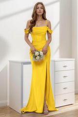 Trumpet-Mermaid Sweep-Brush Train Silk-Like Prom Dress CS0399