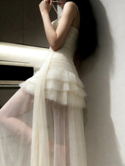 Stunning Prom Dress Spaghetti Straps Birthday Party Outfits Pleated Tulle Evening Gown Gala Dress HZ0319