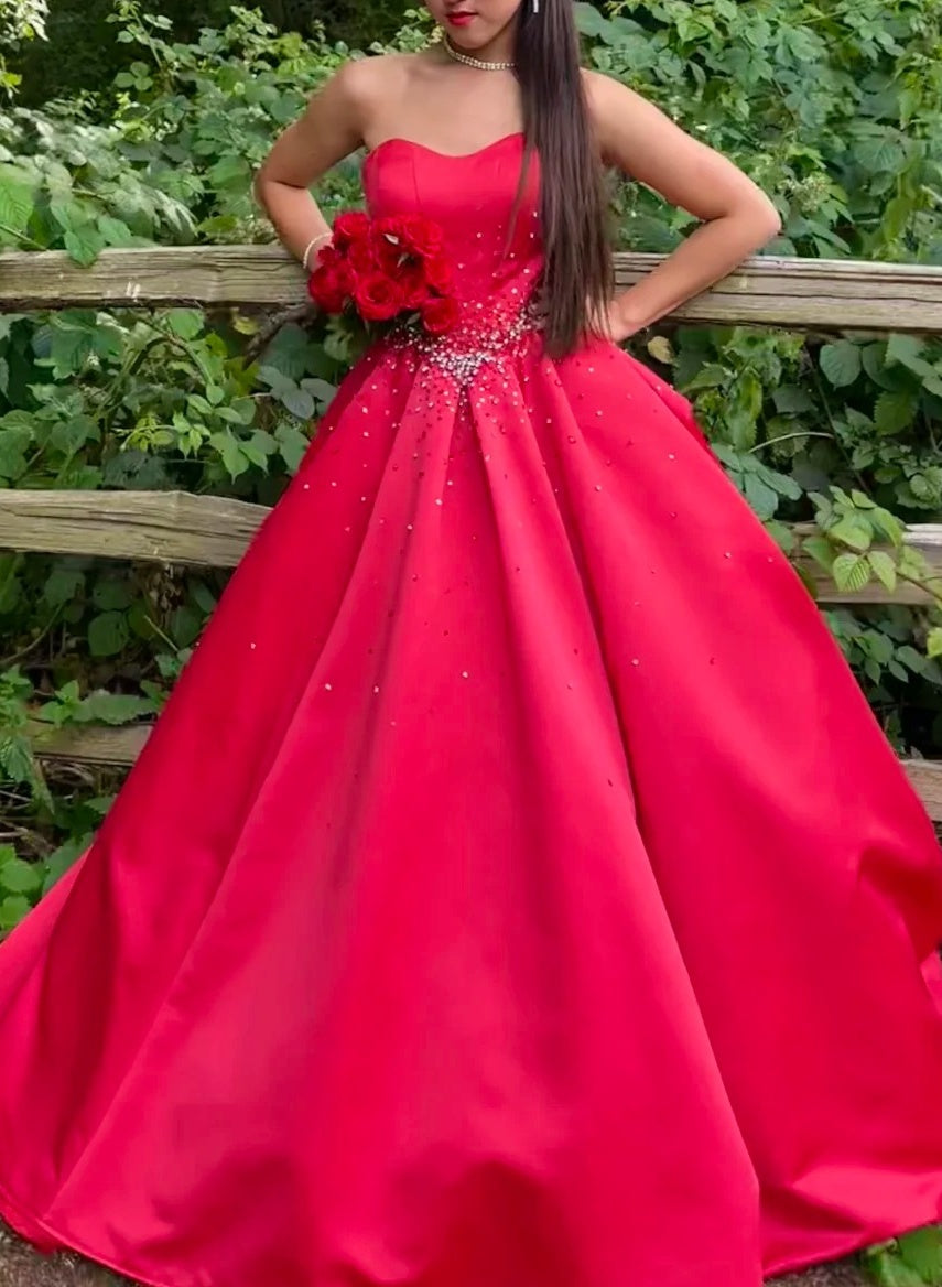 Stunning Prom Dress Sweetheart Formal Outfits Beading Red Evening Gown Gala Dress HZ0319