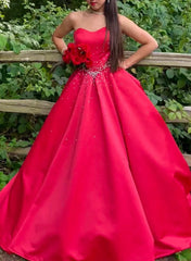 Stunning Prom Dress Sweetheart Formal Outfits Beading Red Evening Gown Gala Dress HZ0319